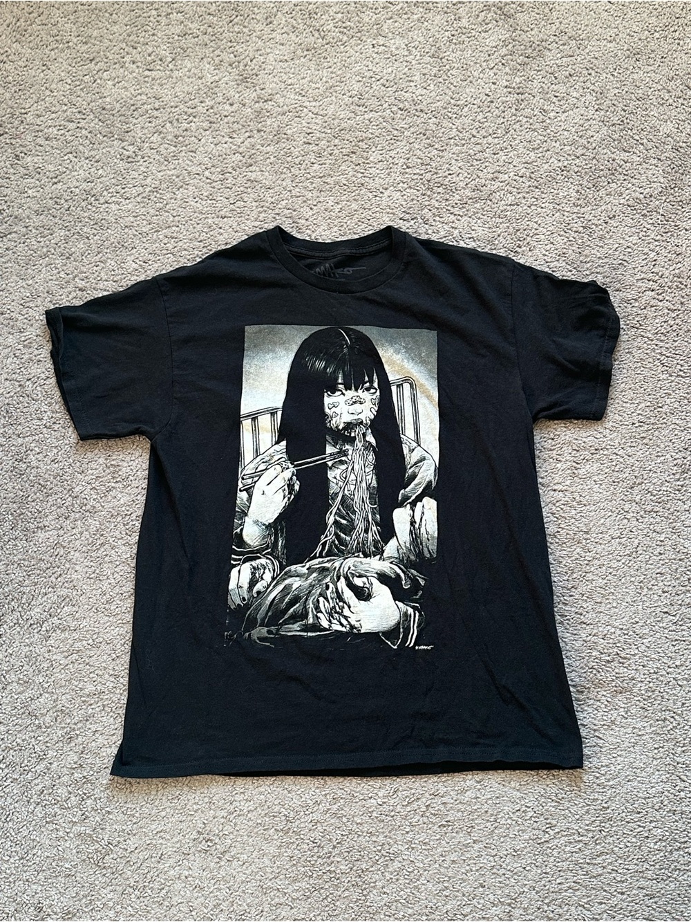 MAKO Vice Black Cotton Knit Anime Graphic Tee Crew Neck Short Sleeve Size L
